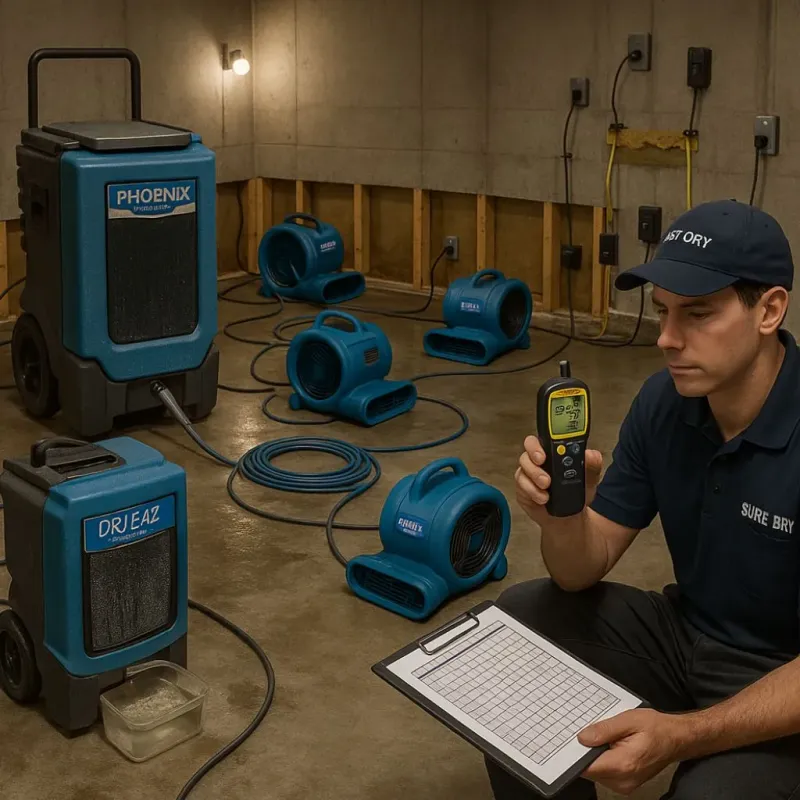 Structural Drying and Dehumidification process in Dunn, NC